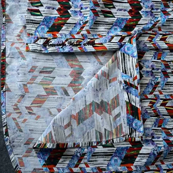 Mens Robert Graham Button Down Shirt Multicolor Abstract Chevron Cotton Size 2XL